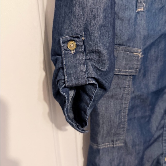 Girl Chillpop Denim Button-Up Shirt Dress Sz 14/16 pockets blue no belt - Picture 4 of 9